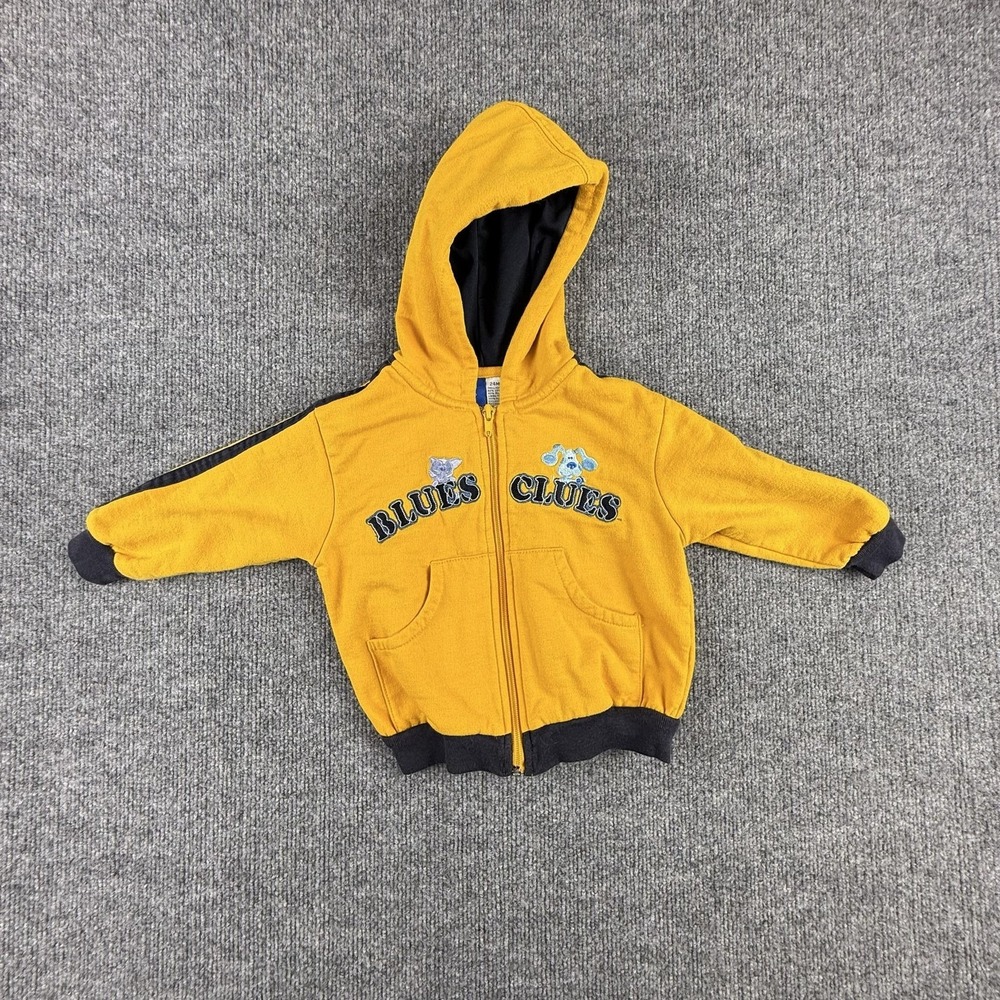 Vintage Blues Clues Jacket Boys 18-24M Yellow Hooded Full Zip Fleece Lined